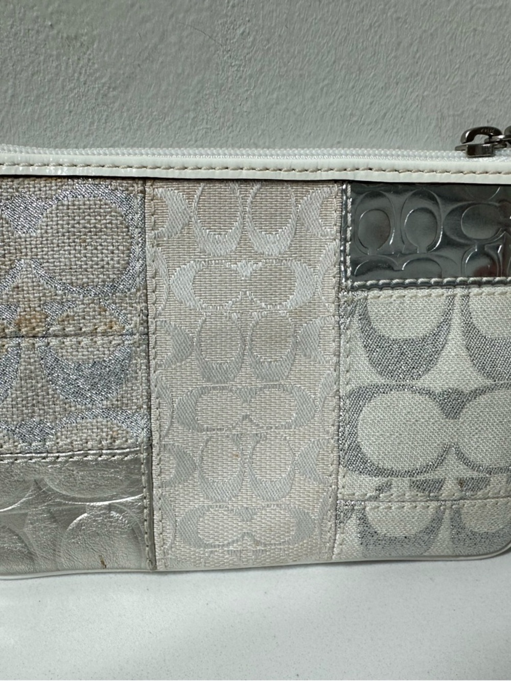 Coach, patchwork, mini wristlet, and cream, metallic silver - Picture 4 of 6